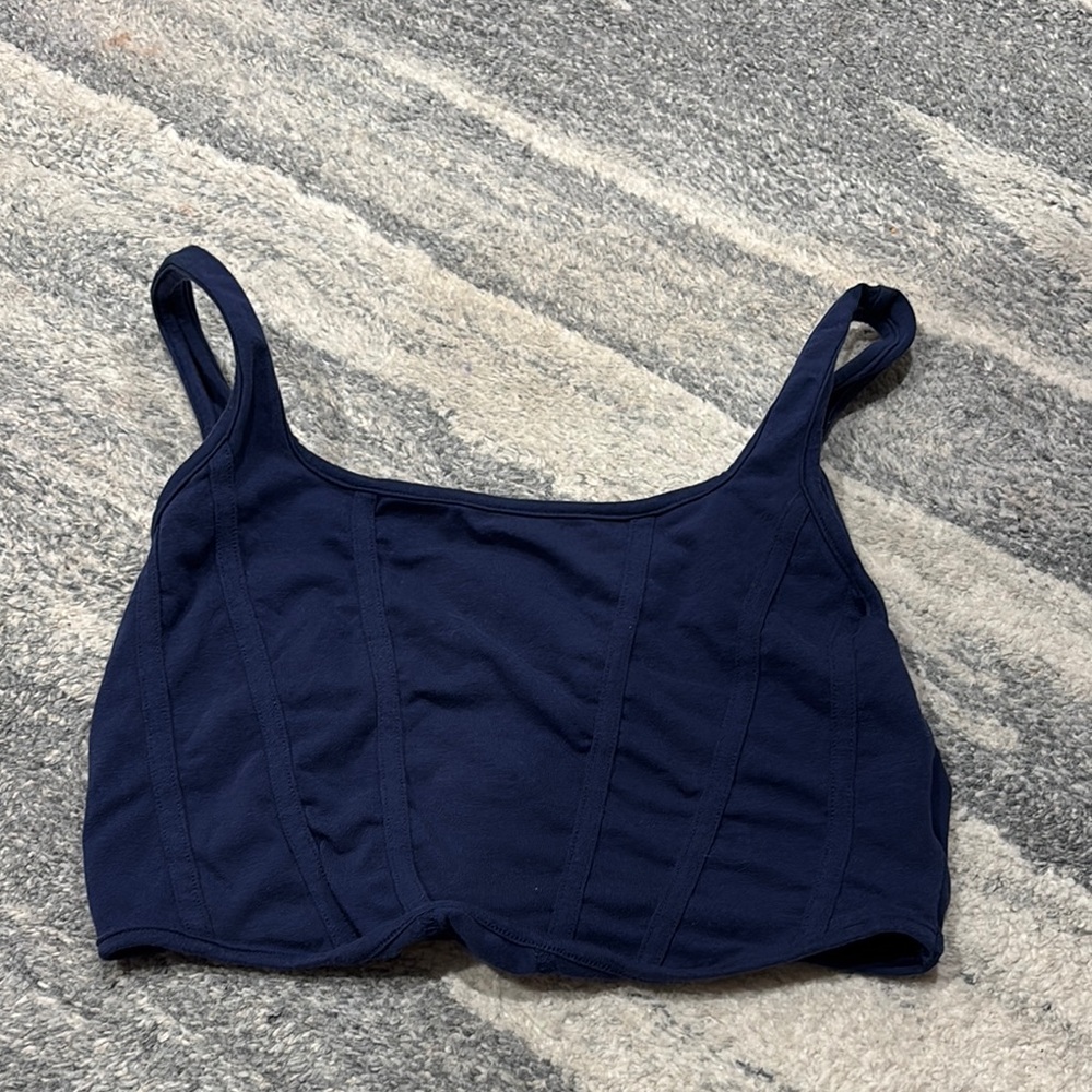 Navy Blue Cropped Tank Top